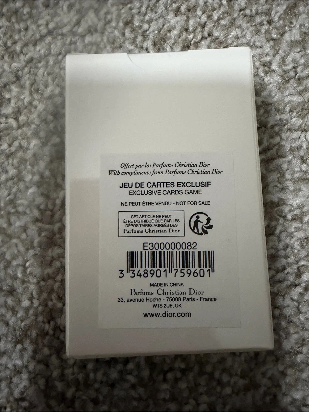 “New” Authentic DIOR Playing cards New Sealed